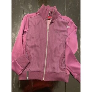 Puma Womens Track Jacket Purple Pinstripe Full Zip Athletic Sportswear Size M